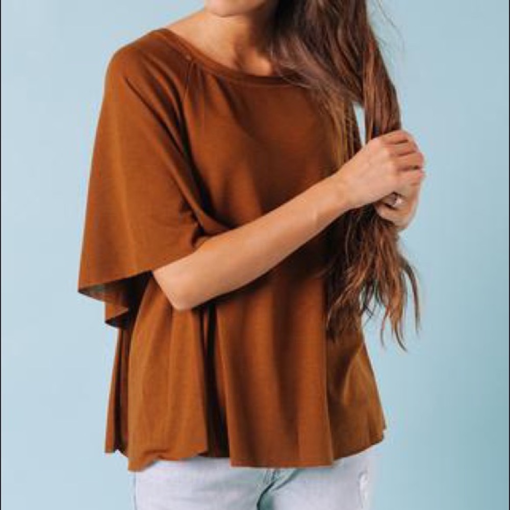 Clad & Cloth Please Don’t Leaf Me Burnt Orange Top